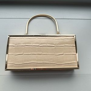 Gold Hard Box Bag With Handle